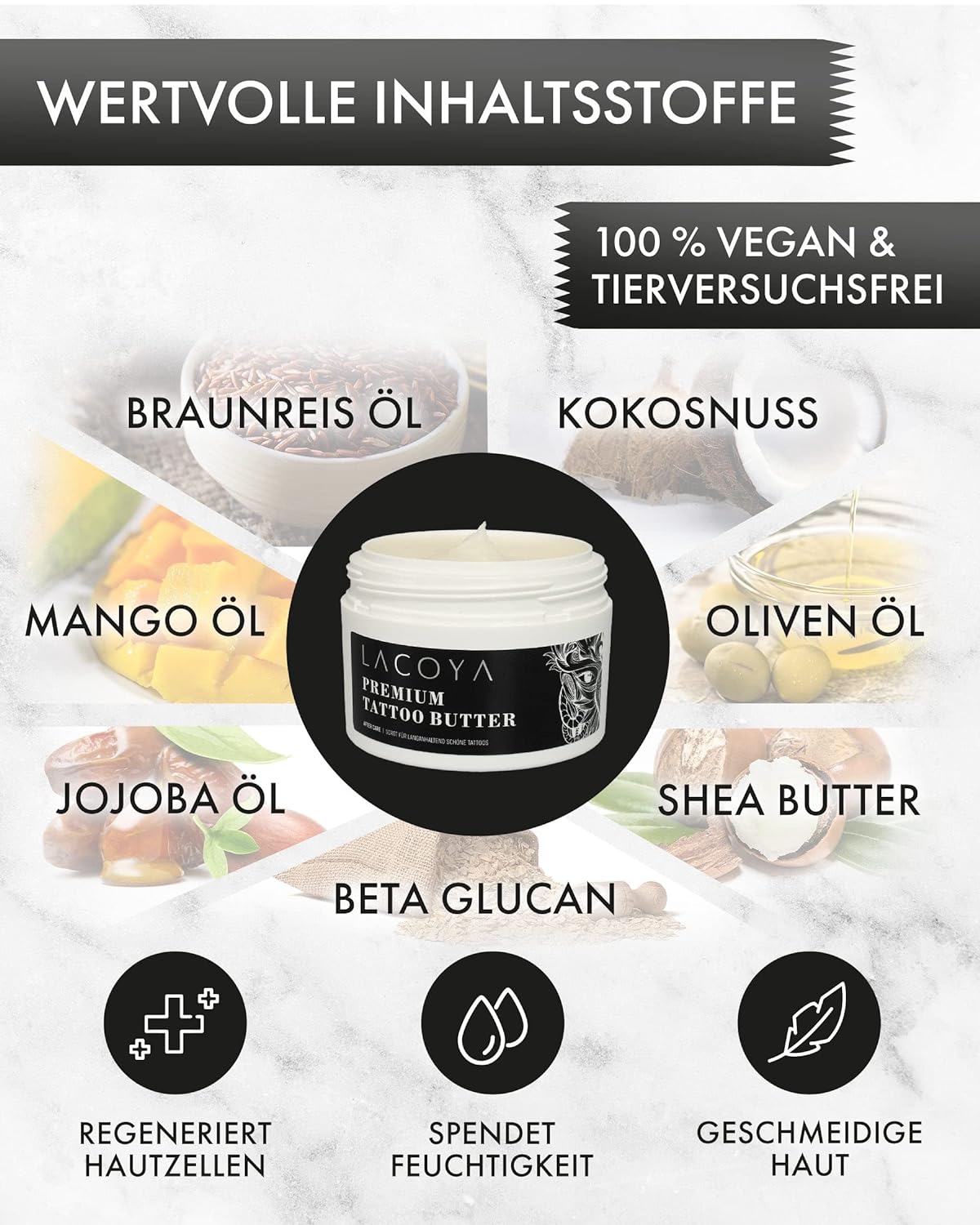 LACOYA® - Premium Tattoo Butter für frisch tätowierte Haut 250 ML - Lacoya